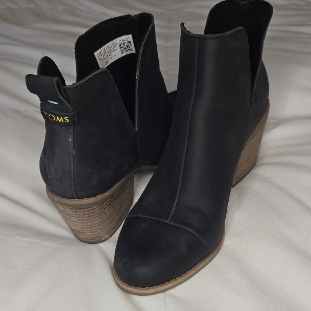 Toms Black Ankle Booties with Wedge Heel
